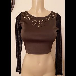 Must Have - Olive and Black Long Sleeve Crop Top